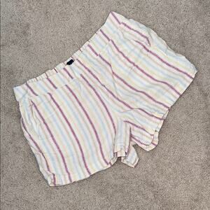 GAP Striped Multicolor Linen Blend Pull On Shorts Pockets Women's XL